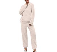 2024 Pigiama Donna Invernale Nuovo Pigiama Donna Completo Invernale in Flanella Tuta per Il Tempo Libero con Felpa con cappuccio e tasca a marsupio e Pantaloni Pjs Soffici da Notte Caldi per Donna
