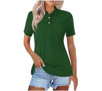 2024 Polo da Donna Tinta Unita Classica Semplice Casual Versatile Con Maniche Corte Henry Neck Bluse Donna Manica Corta Lavoro Traspirante da Tennis, Golf Maglie Polo per Estate Leggera Traspirante