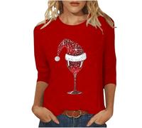 2024 Regalo Maglia Donna Elegant Taglia Forti alla Moda Felpa Stampato Senza Cappuccio Pullover Tops da Natale Manica Lunga Natale Stampato per Il Tempo Libero Sportivo Maglione Natalizio Donna