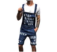 2024 Salopette da Uomo Estate Jeans in Denim Casual Taglie Forti Cotone Pantaloni Strappati Uomo Tinta Unita Salopette Uomo Jeans Slim Fit con Tasche Moda Multi Tasche Jumpsuit da Lavoro con Bretelle