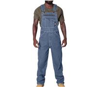 2024 Salopette da Uomo in Denim Taglie Forti Pantaloni da Lavoro Estivi Casual Salopette Uomo Jeans Slim Fit Tinta Unita Moda Jumpsuit Sportivo Leggero Traspiranti Confortevole Jogging Streetwear