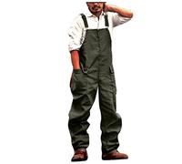 2024 Salopette da Uomo Taglie Forti Pantaloni da Lavoro Estivi Casual Vintage Salopette Uomo Jeans Slim Fit Tinta Unita Moda Jumpsuit Streetwear Sportivo Leggero Traspiranti Confortevole Jogging