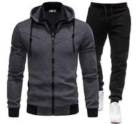 2024 Set di Tute Casual da Uomo a Maniche Lunghe con Zip Intera da Corsa Tute Sportive da Jogging Felpata Completa