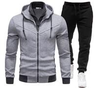 2024 Set di Tute Casual da Uomo a Maniche Lunghe con Zip Intera da Corsa Tute Sportive da Jogging Felpata Completa