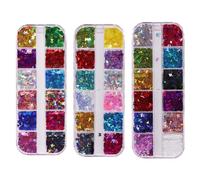 2024 Stile di moda giapponese 3 scatole 36 griglie laser misto glitter per unghie paillettes fai da te kit per nail art per principianti salone di bellezza, farfalla