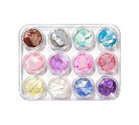 2024 Stile moda giapponese 12 griglie paillettes fai da te nail art kit 3D fiocchi conchiglia paillettes lucide nail decoration kit per principianti salone unghie, colori misti-04