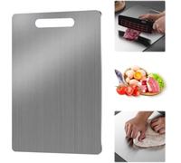 2024 - Tagliere doppio in acciaio inox, per alimenti, adatto anche come tagliere, tagliere, tagliere, da forno, da cucina, 34 x 23 cm