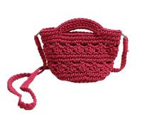 2024 Tessuto Crossbody Bag Cotone Vacanza Borsa Da Spiaggia Moda Hollow Per Le Ragazze Donne Viaggio Versatile Borsa Vacanza Spiaggia, Rosa rosso