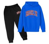 2024 Tuta Bambini Ragazzo Ragazzi Felpa Pullover Set Ragazzi Felpa con Cappuccio Jogging Ragazzi Set con Tasche Solid Color Cotone Completo Set Sportswear Multi Color Tute Sportive Bambina 2-14 Anni