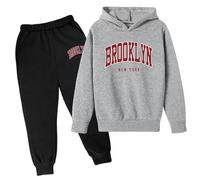 2024 Tuta Bambini Ragazzo Ragazzi Felpa Pullover Set Ragazzi Felpa con Cappuccio Jogging Ragazzi Set con Tasche Solid Color Cotone Completo Set Sportswear Multi Color Tute Sportive Bambina 2-14 Anni