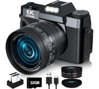 2024 Upgrade VJIANGER Digital Camera for Photography 4K 48MP Vlogging Camera for YouTube with WiFi, 180 Degree Flip Screen, 16X Digital Zoom, 52mm Lens, 2 Batteries, 32GB TF Card(W02-Black35)