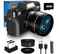 2024 Upgrade VJIANGER Digital Camera for Photography 4K 48MP Vlogging Camera for YouTube with WiFi, 180 Degree Flip Screen, 16X Digital Zoom, 52mm Lens, 2 Batteries, 32GB TF Card(W02-Black35)