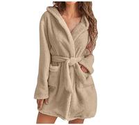 2024 Vestaglie Donna Corto Spugna Morbida Offerte Lampo del Giorno Accappatoio Con Tasche E Cintura Accappatoio Tinta Unita Leggero Scollo A V Vestaglia Donna Invernale In Pile Vestaglie Regalo Natale