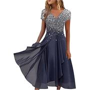 2024 Vestito da Sera Vestito con Paillettes Brillantini Donna Abito con Spacco Donna Abito Lungo Donna Elegante Sexy Senza Maniche Cocktail Cerimonia retrò Slim Fit Festa Latino Tango Discoteca