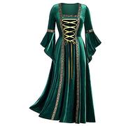 2024 Vestito Medievale Donna Halloween Vestiti Medievali Donna in Velluto Steampunk Punk Gotico Costume Medievale Donna Abito Vintage Rinascimento Donna Abbigliamento Manica Lunga Taglie Forti Abiti