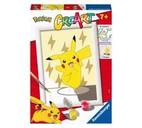 Ravensburger - creart serie e: pokémon, pikachu, kit per dipingere con i numeri, contiene una tavola prestampata, pennello, colori e accessori, gioco creativo per bambini 7+ anni