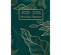 2025-2026 Monthly Planner 5x7: 2 Years Calendar For Women Men Green Gold Leaves