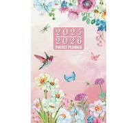 2025-2026 Pocket Planner: 2 Year Daily, Weekly, Monthly Tracker for Purse or Wallet with Compact Calendar, Contacts, Annual Goals, Notes Pages & More (Floral Hummingbird Cover)