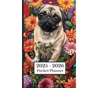 2025-2026 Puppy Pocket Planner: Monthly Calendar For Purse Small Size 2-Year Agenda From January 2025 To December 2026 - Cute Pug Cover