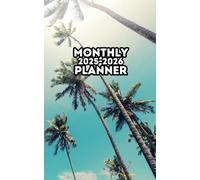 2025-2026 Small Size Monthly Planner: 5x8 Inches of Two Years Calendar Schedule Organizer January to December with Holidays Tropical Coconut Tree Cover