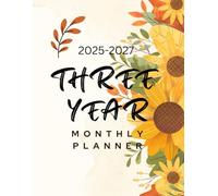 2025 -2027 Three year monthly planner: 3 year calendar Schedule Agenda and Organizer with holidays Floral Large size