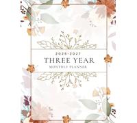 2025 -2027 Three year monthly planner: 3 year calendar Schedule Agenda and Organizer with holidays Floral Large size
