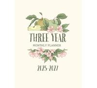 2025 -2027 Three year monthly planner: 3 year calendar Schedule Agenda and Organizer with holidays Floral Large size
