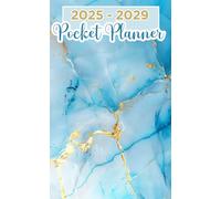 2025-2029 Monthly Pocket Planner: Five Years From January 2025 To December 2029 With Holidays, Blue Golden Marble Cover