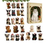 2025-24 Day Christmas Countdown with 2d Cat Pendants for Holiday Fun, Decorative Charm Advent for Entryway Window Indoor Outdoor, Festive Gift Pet Lovers