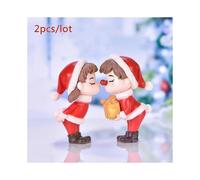 2025 2pcs/set Miniature Christmas Couple Fairy Garden Figurines Doll House Decor