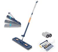 2025 50'' Large Flat Mop and Bucket System, EVA Squeegee & 360° Swivel for Hard Floors for Floor Cleaning, Wet Dry Mop with Long Handle (Blue)