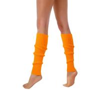 2025 - 80 anni '90 scaldamani da donna, calzini a costine color neon, accessori eleganti, maniche colorate fluorescenti a maglia, calzini in lana 35 - 38 ragazzi invernali, Colore: arancione., Taglia