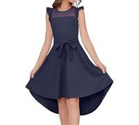 2025 Abiti da ragazza alla moda per tutti i giorni, avventure all'aria aperta e occasioni casual, design elegante per bambini dai 5 ai 14 anni, ragazze Natale, Blu scuro, 13-14 Anni
