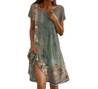 2025 Abiti Lunghi Estivi Donna Curvy Smanicato Casual Tropicale Curvy Taglie Country Vestitino Estivo Vestito Donna Lungo Estivo Mare Sportivo Etnico Sundress Boho Chic Dresses Verde Esercito XL