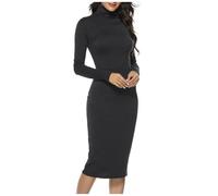 2025 Abito da donna a maniche lunghe- Abito a portafoglio di grandi dimensioni sexy tinta unita chic ed elegante taglio slim fit casual classico temperamento confortevole maglione autunno inverno