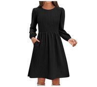 2025 Abito da donna a maniche lunghe- Abito sexy vintage chic ed elegante tinta unita taglio ampio linea a casual fluido temperamento confortevole versatile autunno inverno maglione vestito
