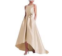 2025 Abito da Sera da Sera con mancorsi Floreale 3D Floral A-Line Florel A-Line con Tasca,Champagne,M