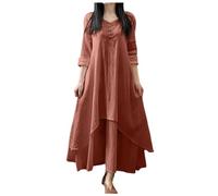 2025 Abito Lungo Fluido Donna Manica Lunga- Abito Vintage Irregolare Volant Chic Ed Elegante Taglio Ampio Casual Tinta unita Classici Confortevole Temperamento Swing Autunno Dress