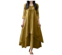 2025 Abito Lungo Fluido Donna Manica Lunga- Abito Vintage Irregolare Volant Chic Ed Elegante Taglio Ampio Casual Tinta unita Classici Confortevole Temperamento Swing Autunno Dress