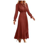 2025 Abito Lungo Fluido Donna Manica Lunga- Vestito Sexy Pieghettato Taglio A Pois Tinta Unita Chic Ed Elegante Casual Confortevole Per Tutti I Giorni Temperamento Streetwear Swing Dress