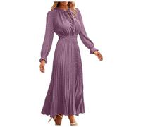 2025 Abito Lungo Fluido Donna Manica Lunga- Vestito Sexy Pieghettato Taglio A Pois Tinta Unita Chic Ed Elegante Casual Confortevole Per Tutti I Giorni Temperamento Streetwear Swing Dress