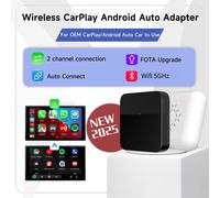 2025 Adattatore wireless Carplay Android Auto Wifi 5Ghz 2 in 1 Android Auto Wireless AI Box Supporto multi-dispositivo Mazda Kia Music