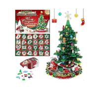 2025 Advent Calendar Christmas Tree Building Blocks Set with LED Light, 24 Days Countdown Xmas Surprise Box Gift for Adult Kids