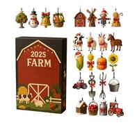 2025 Advent Christmas 2D Acrylic Farm Holiday Decor 24 Days Tree Ornament Countdown Calendar for Wreath Home Decorators Festival Planners Front Door Office Living Room Garden Wall Mantel