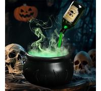 2025 Aggiornamento scheletro pozione streghe calderoni, bottiglie magiche galleggianti e diffusore decorazioni di Halloween, creatore di nebbia a LED e calderone magico nero (calderone)