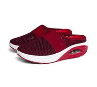 2025 Air Cushion Slip-On Walking Shoes Orthopedic Diabetic Walking Shoes, Air Cushion Shoes for Women, Mesh Orthopedic (Red,42)