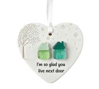 2025 Albero di Natale Hanging Keepsake, Ciondolo decorativo a forma di cuore per gli amici, vacanza in vetro di mare appeso ornamento per ornamento,