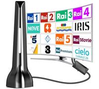 2025 Antenna TV Interna,Antenna TV Interna Amplificata Potente Ricezione 360° fino a 450 km con Base Magnetica,Supporto HD/4K/1080,DVB-T2/DVB-T2,installazione molto semplice