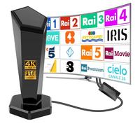 2025 Antenna TV Interna,Antenna TV Interna Amplificata Potente Ricezione 360° fino a 450 km con Base Magnetica,Supporto HD/4K/1080,DVB-T2/DVB-T2,installazione molto semplice-Cavo coassiale da 3 metri