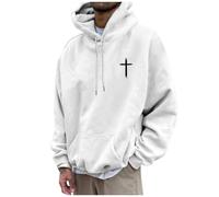 2025 Autunno Inverno Uomo Casual Manica Lunga Grafica Tee Shirt Felpe con Cappuccio Pullover Top Per Le Donne Delle Donne Oltre Mezza Zip, bianco, L